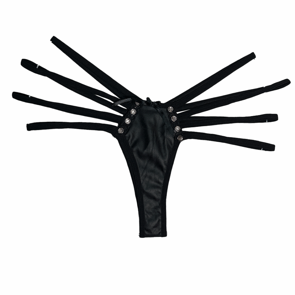 شورت لامبادا چرم مشکی بند عنکبوتی