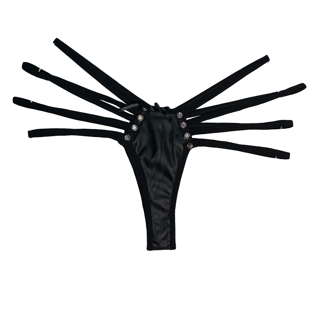 شورت لامبادا چرم مشکی بند عنکبوتی شورت لامبادا چرم مشکی بند عنکبوتی